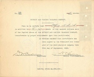 Detroit and Chicago Railroad Co. signed by Alfred H. Smith